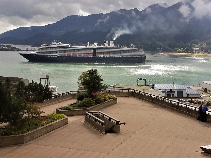 State Office Building Gastineau Channel and cruise ship view